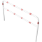 Protective bar made of steel tubing |  60 x 2.5 mm | with crossbar | total width: 2500 mm | total height: 1400 mm | hot-dip galvanized and white coatedwith red reflecting stripes